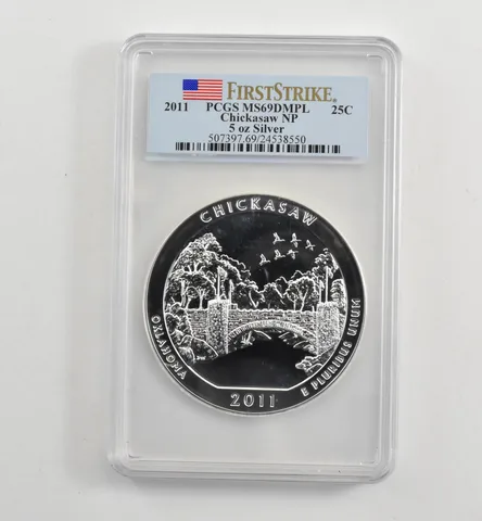 2011 5 Oz Silver Quarter America The Beautiful Chickasaw MS69 DMPL PCGS *1729