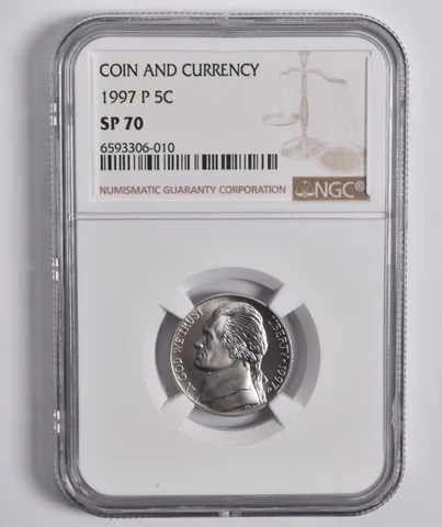 1997-P Jefferson Nickel Coin & Currency SP70 NGC Brown Lbl