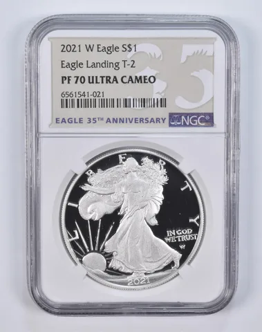 2021-W Silver Eagle Type 2 35th Anniv. PF70 UCAM NGC Special Lbl