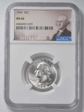 1964 Washington Quarter MS66 NGC - Special Lbl - 90% Silver