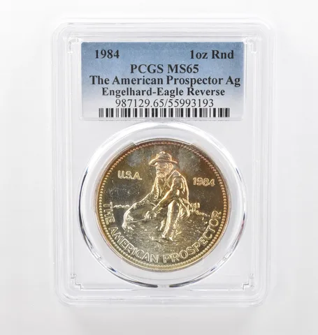 1984 Engelhard Prospector 1 Oz Silver Eagle Reverse MS65 PCGS Nice Tone *2182