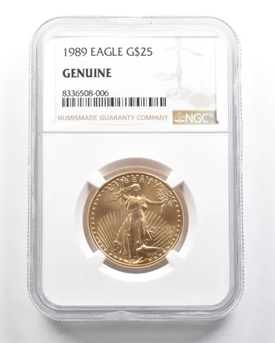 1989 $25 American Gold Eagle 1/2 Oz 0.5 Oz Genuine NGC *5889
