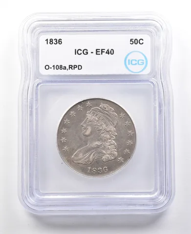 1836 Capped Bust Half Dollar O-108a RPD EF40 ICG 1836/1336 *3088
