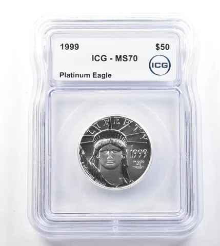 1999 $50 American Platinum Eagle 1/2 Oz Platinum MS70 ICG *3289