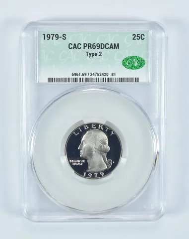 1979-S Washington Quarter Type 2 PR69 DCAM CAC CACg