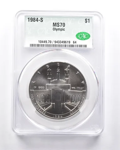 MS70 1984-S Olympic Coliseum Commemorative Dollar CAC CACG *6280