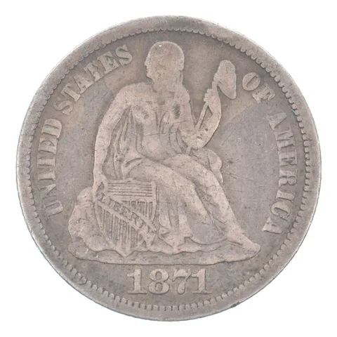 1871 Seated Liberty Dime Beautiful Tone *9324