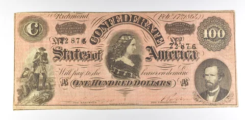 1864 $100 Confederate States Of America T-65 Large Note a8589