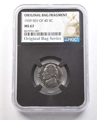 1939 Reverse Of 40 Jefferson Nickel Original Bag Fragment MS67 NGC *6126