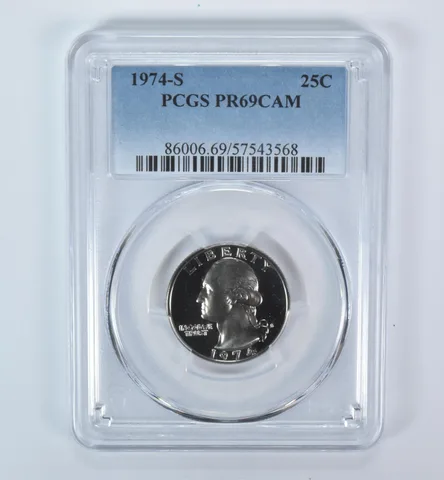 1974-S Washington Quarter PR69 CAM PCGS Blue Label