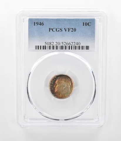 1946 Roosevelt Dime VF20 PCGS Beautiful Tone *1057