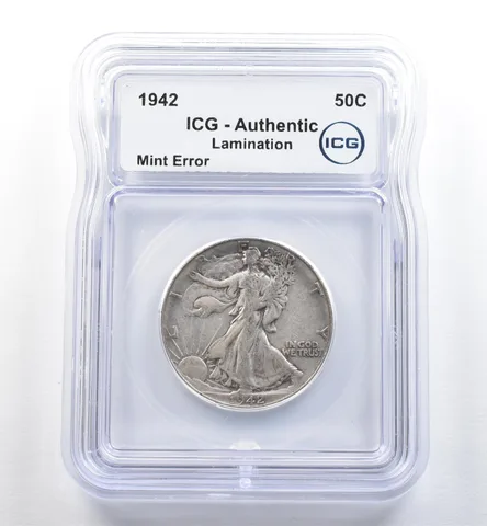 1942 Walking Liberty Half Dollar Mint Error Lamination Authentic ICG *3578
