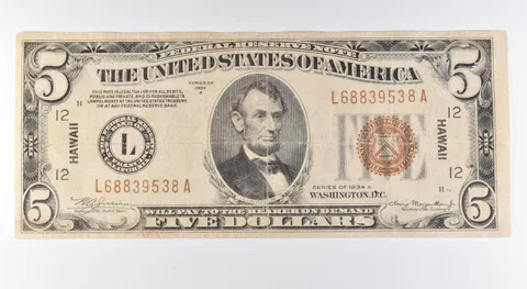1934 A $5 San Francisco CA FRN Hawaii Issue Brown Seal Fr#2302 Mule *9610