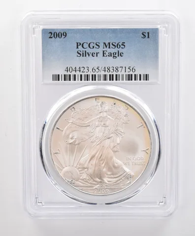 MS65 2009 American Silver Eagle PCGS Beautifully Toned Pink/Yellow Sheen a0187