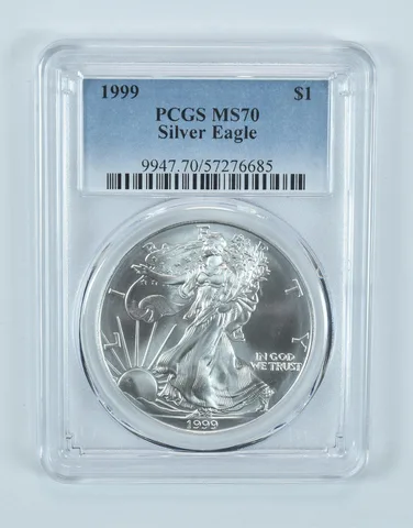 1999 American Silver Eagle MS70 PCGS Blue Label