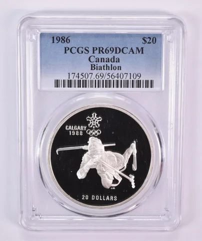 1986 Canada 20 Dollars Calgary Olympics Biathlon PR69 DCAM PCGS