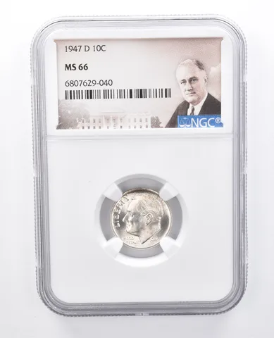 1947-D Roosevelt Dime MS66 NGC Peripheral Tone *7952