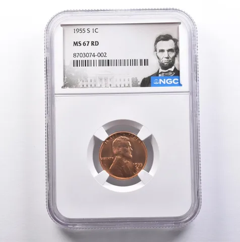 1955-S Lincoln Wheat Cent MS67 RD NGC *9138