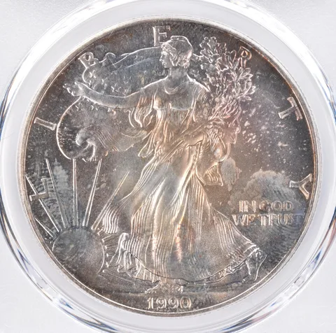 1990 American Silver Eagle MS67 PCGS Beautiful Tone *1331
