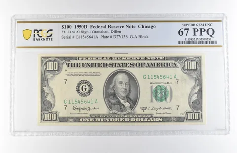 1950 D $100 Chicago IL FRN Fr#2161-G Superb Gem Unc 67 PPQ PCGS *7878