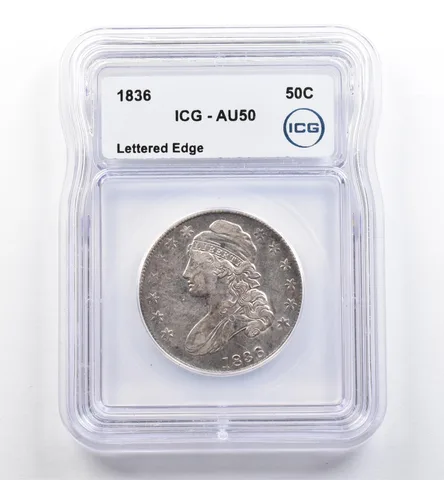 1836 Capped Bust Half Dollar Lettered Edge AU50 ICG *0124