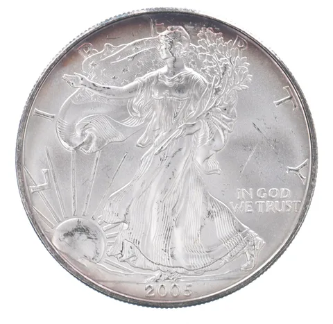 Beautiful Toned - 2005 American Silver Eagle 1 Troy Oz .999 Fine Silver *053