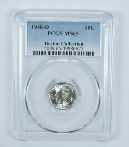 1948-D Roosevelt Dime Boston Collection MS65 PCGS Blue Label