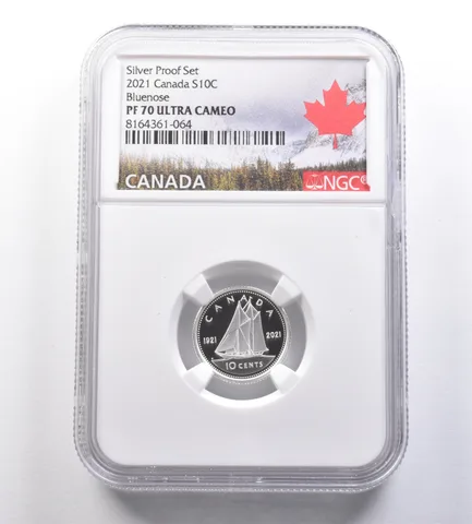 2021 Canada 10 Cents Silver Proof Set Bluenose PF70 UCAM NGC *7074