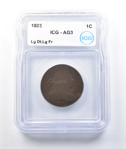 1803 Draped Bust Large Cent Large Date Large Fr AG3 ICG Lowball *8753
