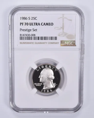 1986-S Washington Quarter Prestige Set PF70 UCAM NGC Brown Label