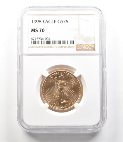 1998 $25 American Gold Eagle 1/2 Oz Gold MS70 NGC