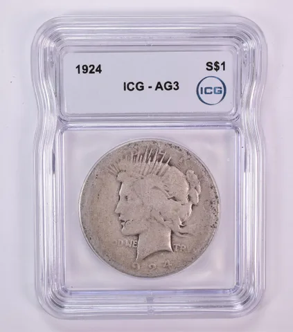 1924 Peace Silver Dollar AG3 ICG Lowball