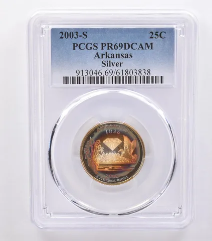 2003-S Washington State Quarter Arkansas Silver PR69 DCAM PCGS Nice Tone *8783