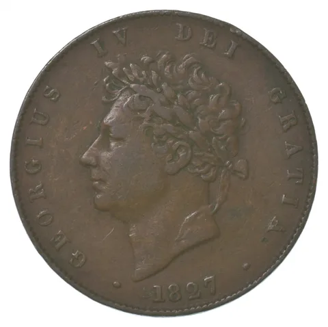 1827 United Kingdom 1 Penny Great Britain British 1P *6374