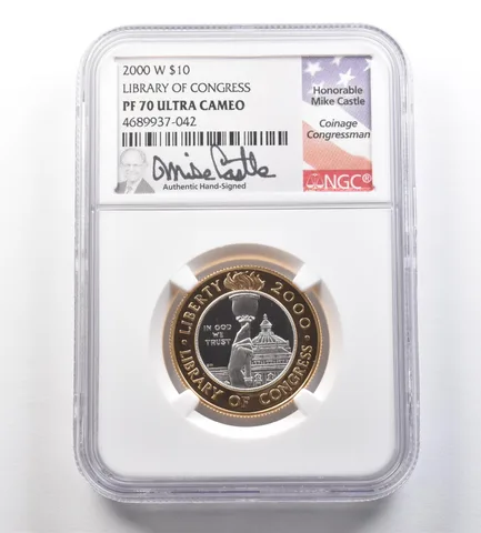 2000-W $10 Library of Congress Bimetallic Commemorative PF70 NGC Castle *2568