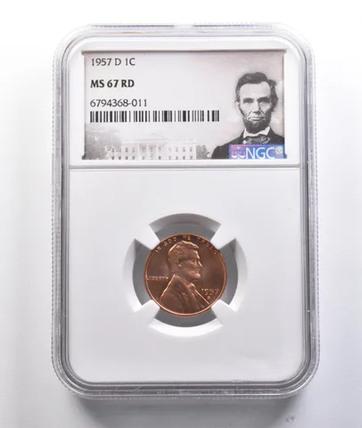1957-D Lincoln Wheat Cent MS67 RD NGC a6785