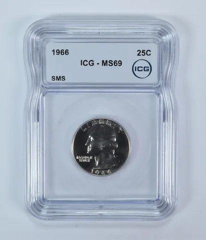 1966 Washington Quarter SMS MS69 ICG