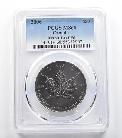 2006 Canada 50 Dollar Palladium Maple Leaf 1 Oz Palladium MS68 PCGS