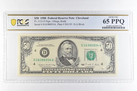 1988 $50 Cleveland OH FRN Fr#2123-D Gem Unc 65 PPQ PCGS *6901