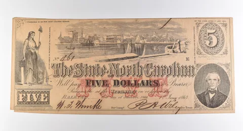 1863 $5 Raleigh NC State Of North Carolina Obsolete Note *3826