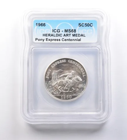 1966 So-Called Half Dollar Pony Express Centennial MS68 ICG *7221