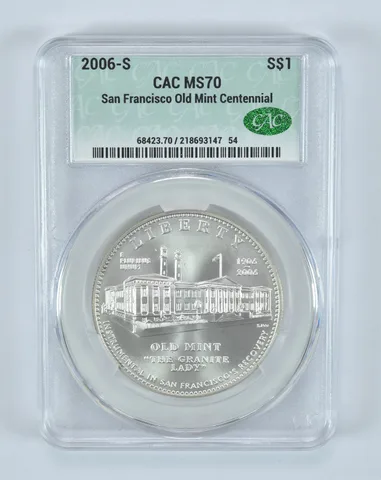 2006-S San Francisco Old Mint Commemorative Silver Dollar MS70 CAC CACg