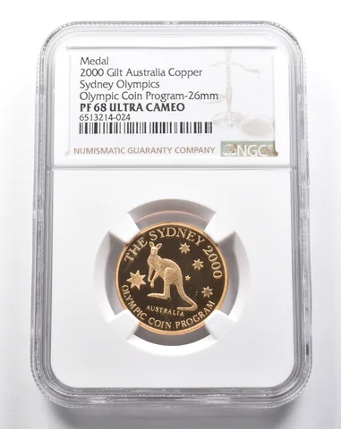 PF68 UCAM 2000 Australia Gilt Copper Medal Sydney Olympics NGC *2851