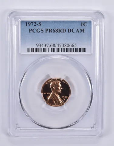 1972-S Lincoln Memorial Cent 1c PR68 RD DCAM PCGS Blue Label