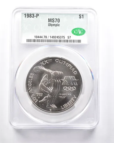 MS70 1983-P Olympic Discus Commemorative Dollar CAC CACG *6287