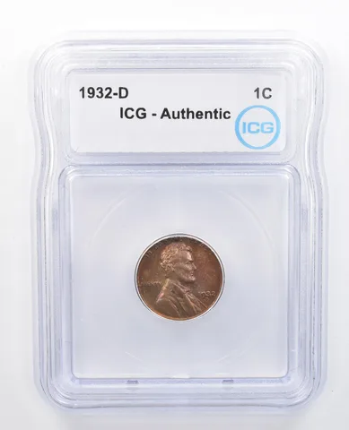 1932-D Lincoln Wheat Cent Authentic ICG Rainbow Tone *7644