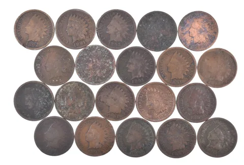 Lot 20 1800's 1890-1899 Indian Head Penny Cents US Coin Collection 2/5 Roll *530