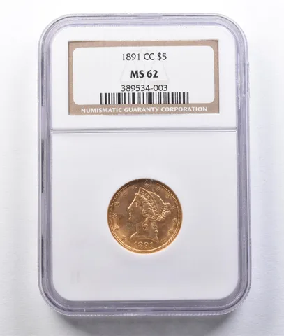 1891-CC $5 Liberty Head Gold Half Eagle MS62 NGC *2933