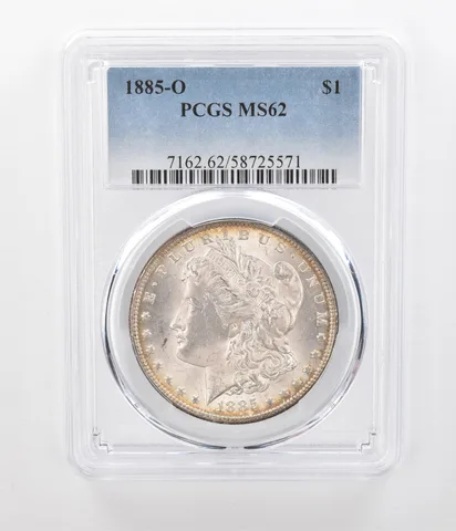 1885-O Morgan Silver Dollar MS62 PCGS Beautiful Tone Reverse a1202