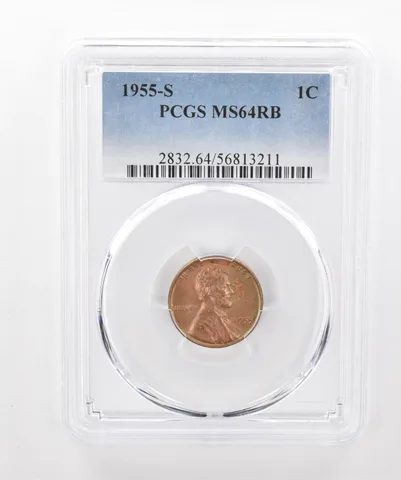 1955-S Lincoln Wheat Cent MS64 RB PCGS Beautiful Tone *2983